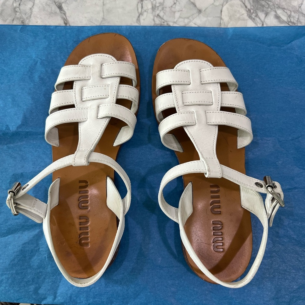 Miu Miu White Fisherman-style Sandals - size 39